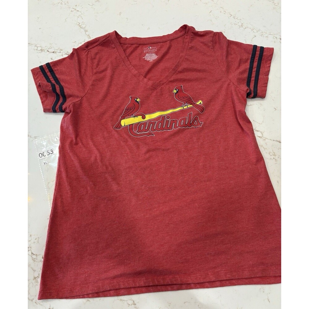 Genuine Merchandise St Louis Cardinals Red V-neck Women's T-shirt XL MLB